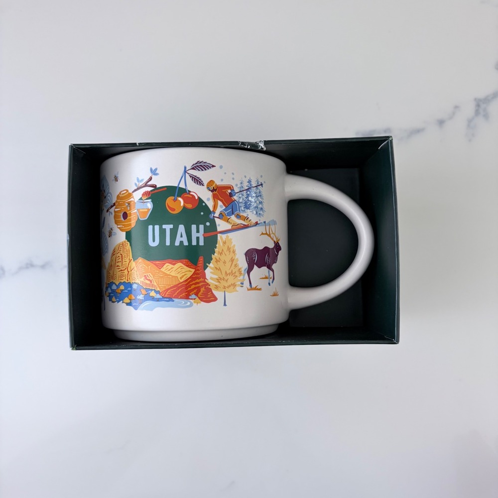 Starbucks Discovery Series Utah Mug 14oz Ceramic Coffee Cup Orange Interior Box